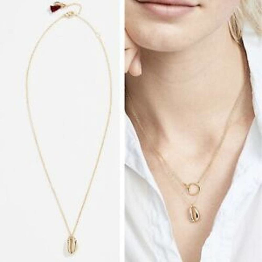Shashi Gold Plated Cowrie Shell Charm Pendant Baltic Necklace 15.75" - 18"